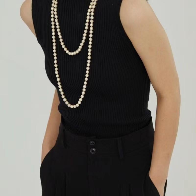 Adjustable Pearl Sweater Necklace: High-End 2025 Autumn/Winter Clavicle Chain for Women