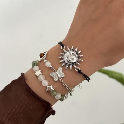 Exquisite Ethnic Style Bracelet Multi-Layer Gravel Woven Bangle  Decoration