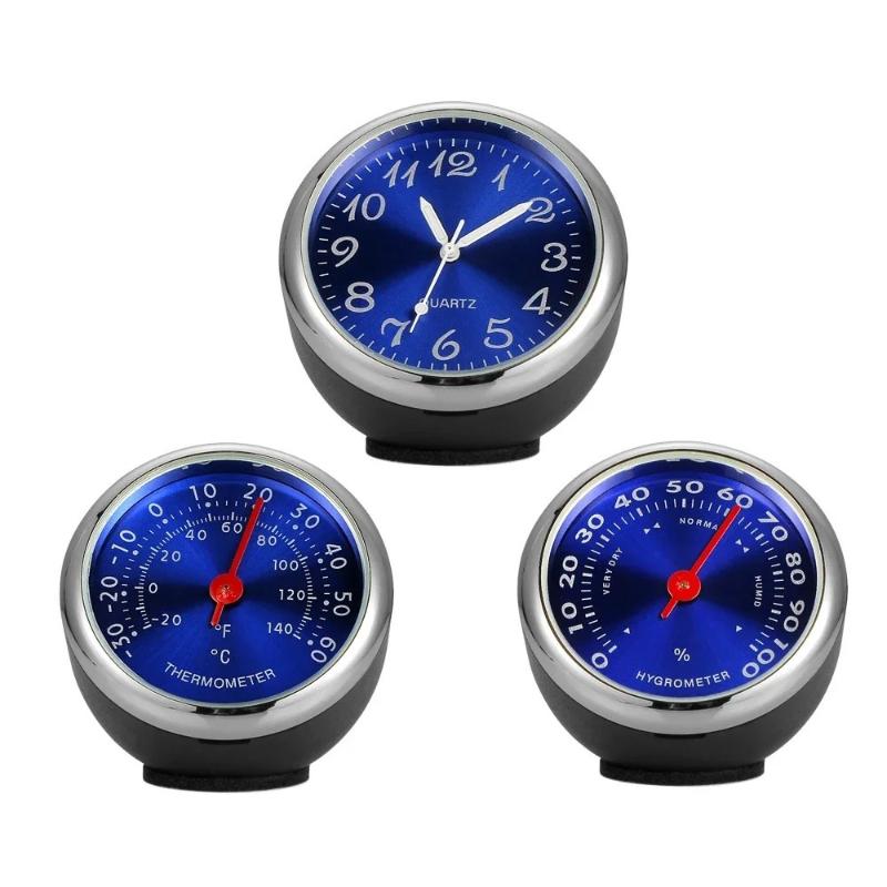 Automotive Clock 2in1 Dashboard Watch with Hygrometer Vehicle Interior Decoration Precise Time Humidity Gauge for Home Office