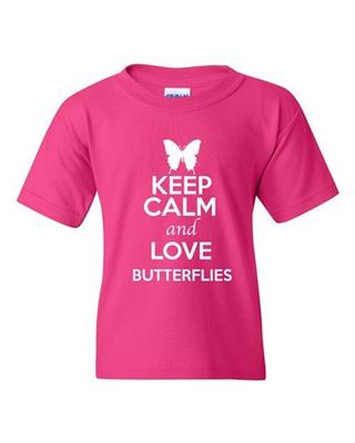 Keep Calm And Love Butterflies Flower Insect Animal Lover Youth Kids T-Shirt Tee Unisex T-Shirt