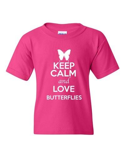 Keep Calm And Love Butterflies Flower Insect Animal Lover Youth Kids T-Shirt Tee Unisex T-Shirt XL