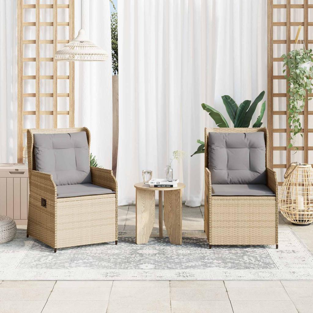 Garden Bench 2 pcs Beige Poly Rattan