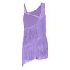 Ärmellose Asymmetrische Schulter Glitzernde Pailletten Strass Verzierter Quasten Shorts Unterteil Latein Tanz Leotards