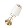 Bow Table Lamp with Fabric Shade Cute Decorative Metal Rechargeable Cordless Bedside Lamp for Bedroom