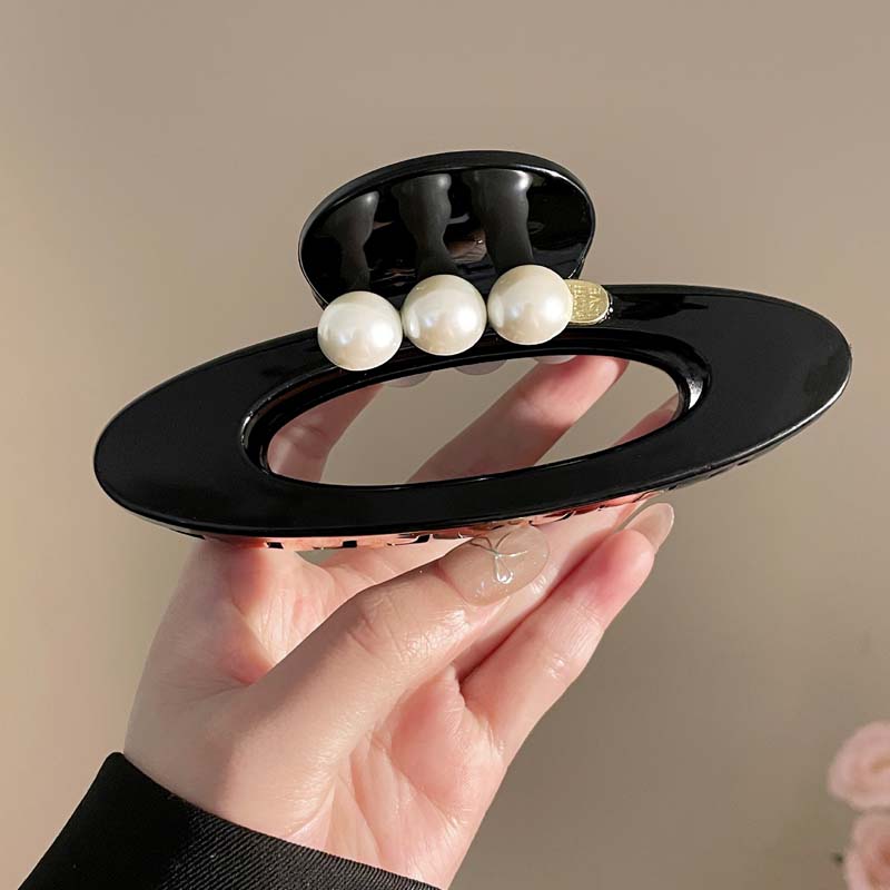 Vintage Oval Perlen Haarspange für Frauen Elegant Große Haarklammer Haarkrabbe Kopfschmuck Haaraccessoires