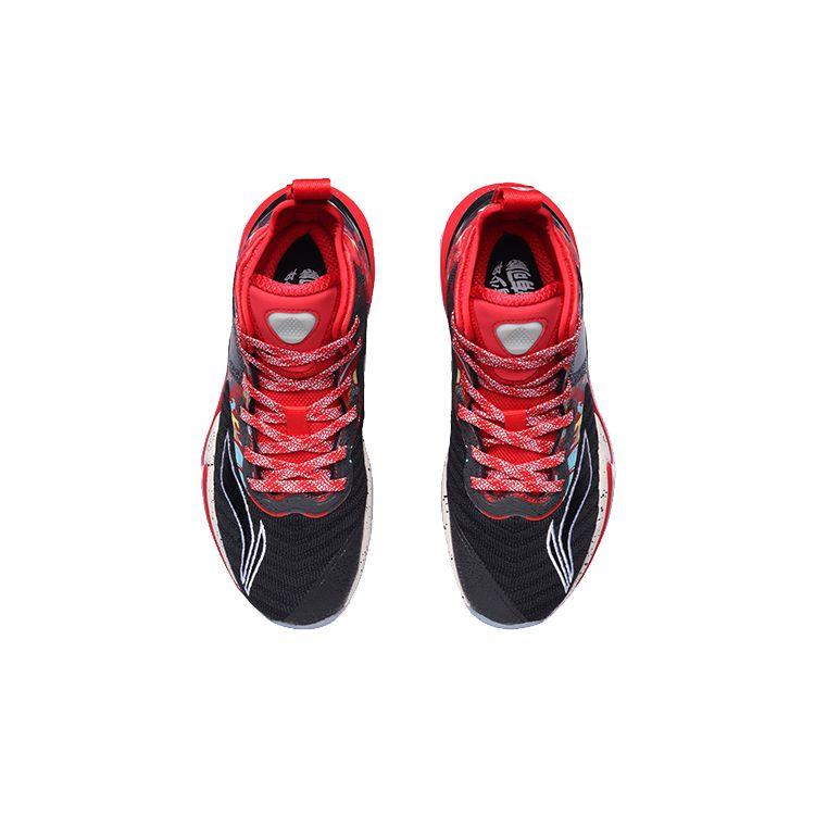 LiNing Pioneer One-Piece Knitted High-Top Basketball Shoes Kids Sneakers Black Red YKBR022-7