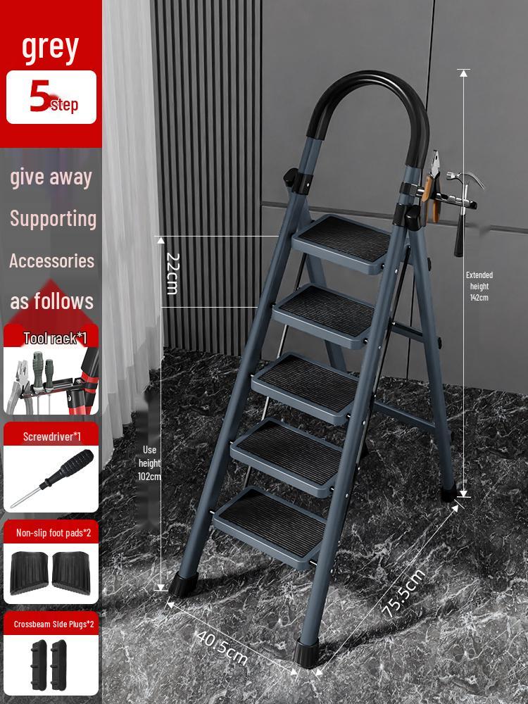 Compact Folding Multi-Functional Telescopic 4-Step A-Frame Ladder