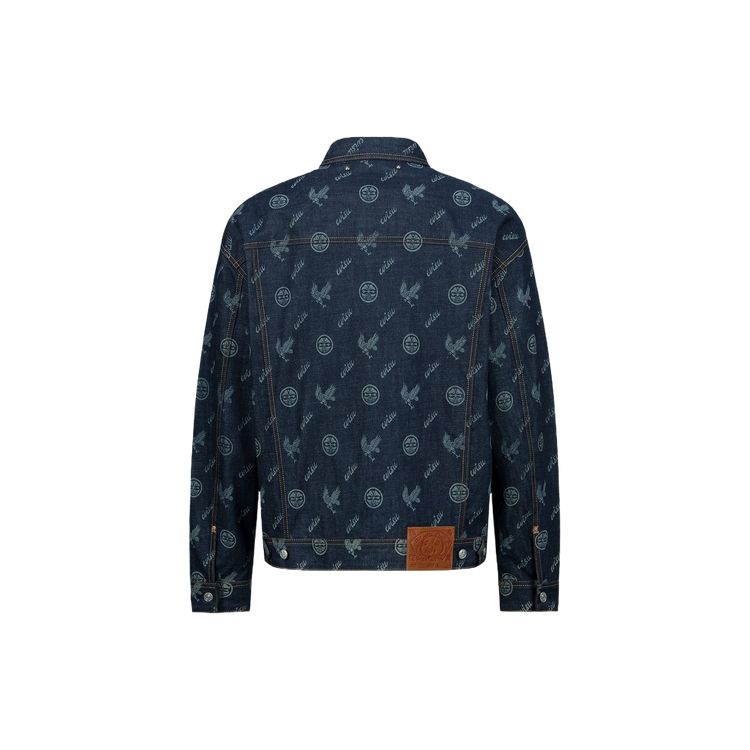 Evisu AW23 Eagle And House Flower Full Dye Printed Denim Jacket Men jackets Denim-Blue 2EAHTM3DJ1902LFCT
