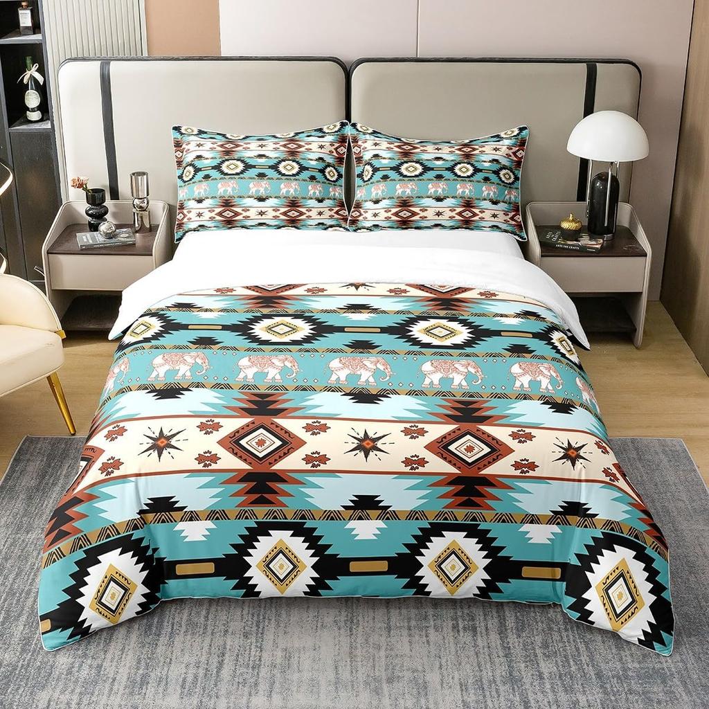 Natural Boho Flower Duvet Cover Set, Exotic Bedding Set, Vintage Fashion Quilt Cover,Bohemian Style Bed Cover for Bedroom Decor