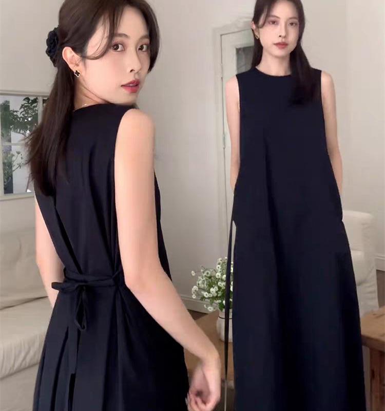 Local Style Black Sleeveless Vest Dress Children's Summer New Coffee Break French Temperament Loose Dress