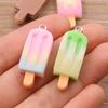 10PCS 12X32MM Mix Gradient Color Small Ice Cream Charms Resin Simulated Food Pendant For Making Jewelry DIY Earings Decoration