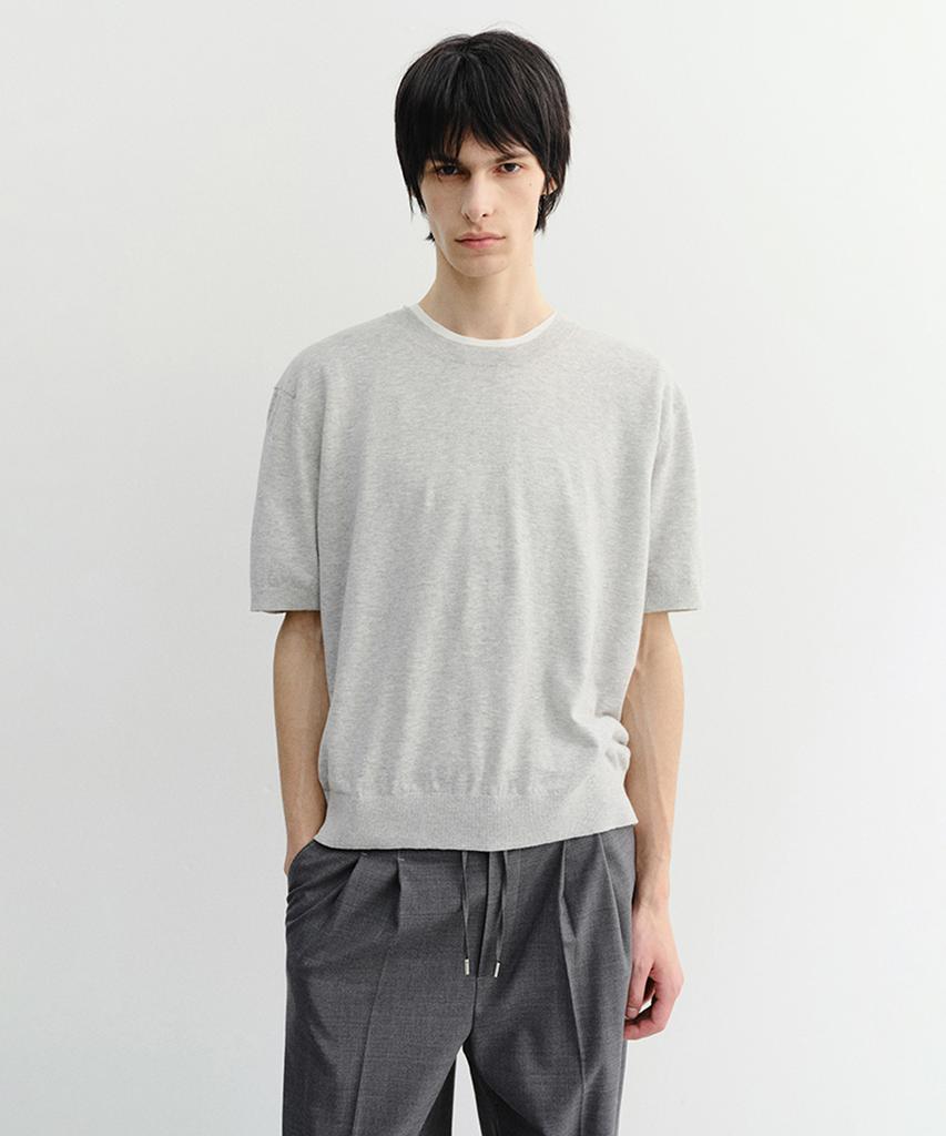 Deonseuteupomaen Linen Crewneck Knit_Unisex_Udsw6B128_Melange Gray
