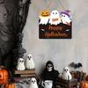 Wooden Seasonal Front Porch Ornament Halloween Ghost Door Sign, Cute Ghosts Hanging Wreath, Rustic Happy Kids Room Festive Wall Art Welcome