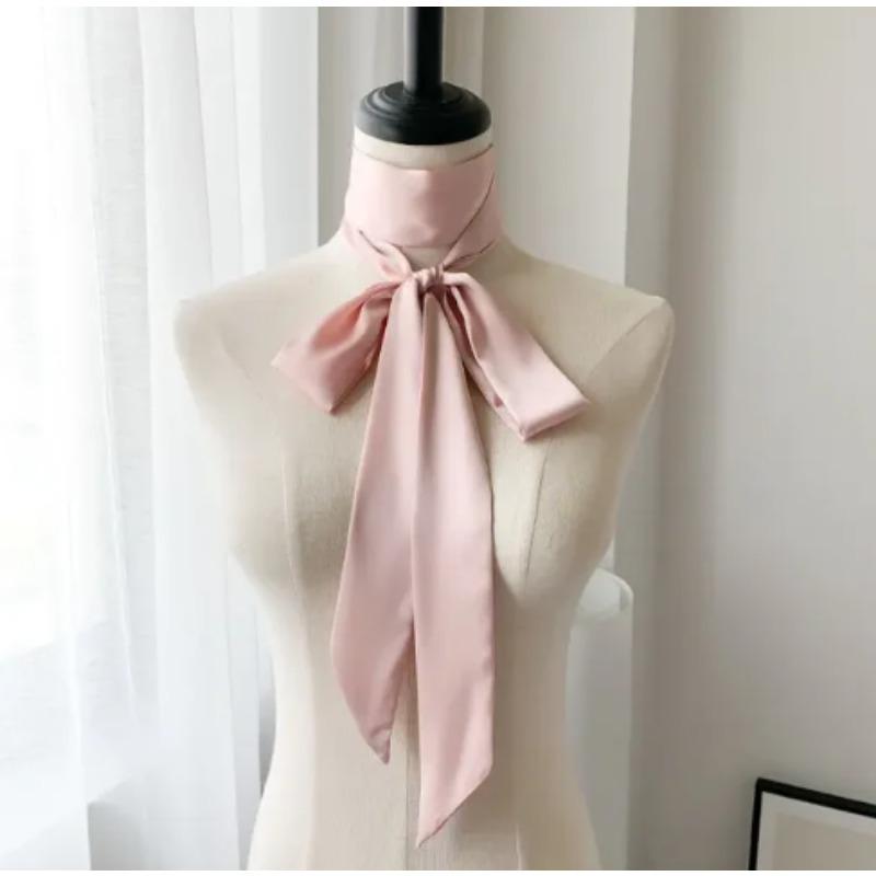 Long Skinny Hair Scarf For Women Silk Satin Headband Cute Neckerchief Solid Colors  Fashion Bag Scarves For Ladies 2024