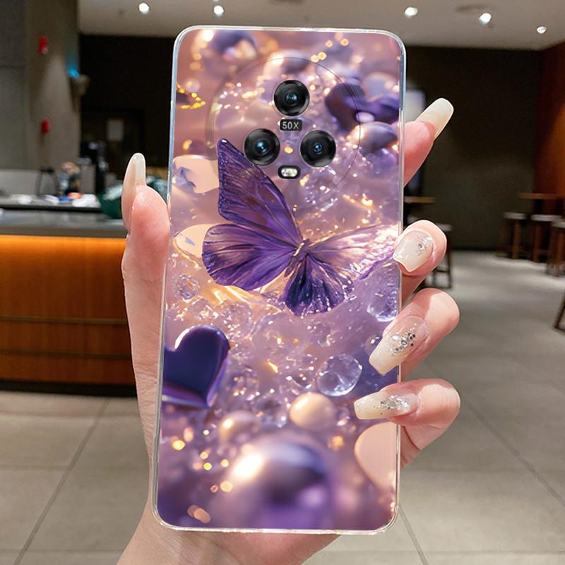 Case For Honor Magic 5 Pro Phone Case Luxury Fashion Butterfly Flowers Clear Silicone TPU Soft Casing for Honor Magic5 Pro Cover