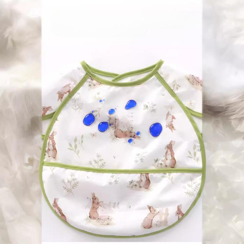 0-3 Year Waterproof Toddler Baby Bibs  Cute Cartoon Infant Baby Feeding Clothes Portable Outdoor Newborn Baby Short Sleeve Apron