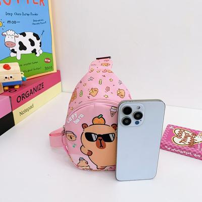 Cartoon Capybara Backpack Crossbody Bag Cute Printed Chest Bag  Storage Bag For Kids Portable Gift For Girls Boys