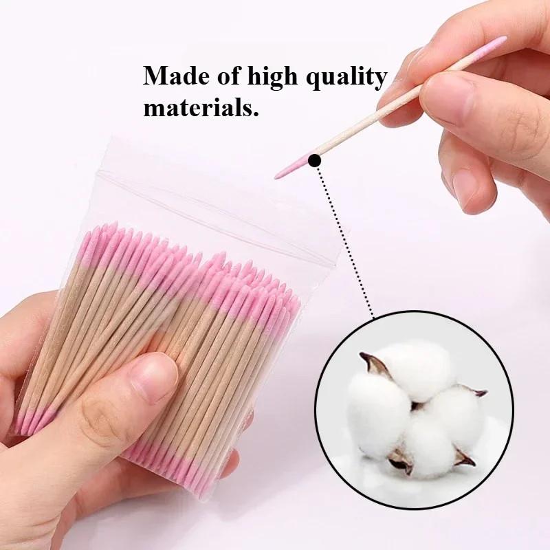 Nails Wood Cotton Swab Clean Sticks Bud Tip Wooden Cotton Head Manicure Detail Corrector Nail Polish Remover Art Tool