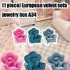 Velvets Jewelry Organizers Portable Sofa Shape with Partitioned Sections Space Saving Jewelry Travel Case for Easy Access