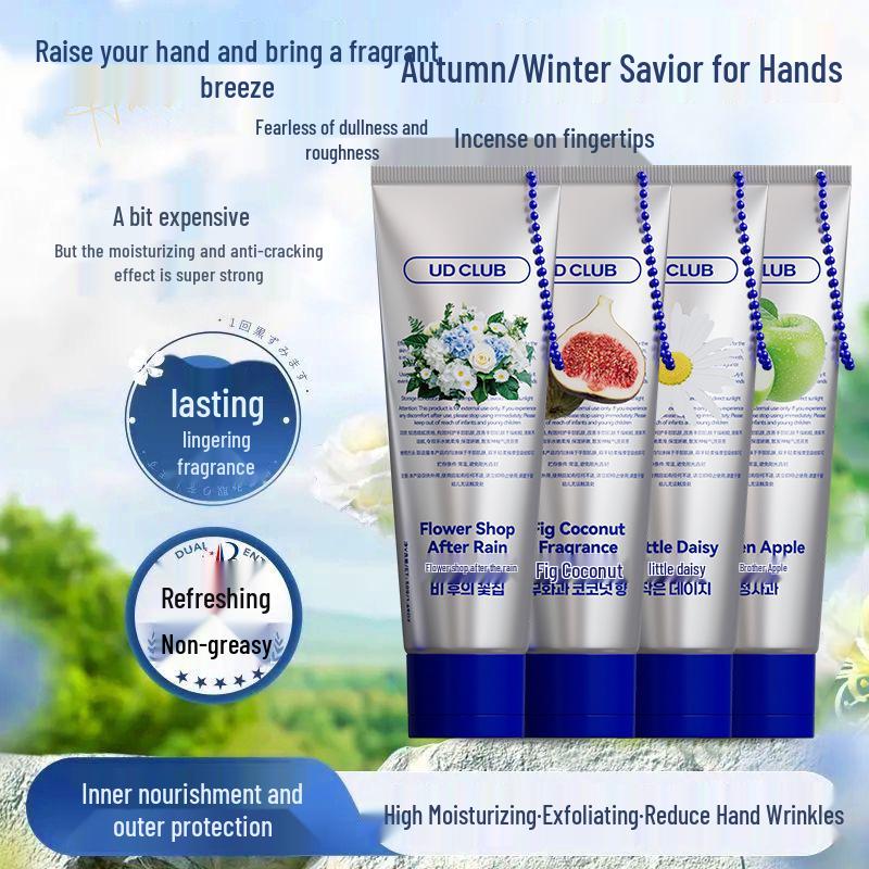 Seoul Fragrance Necklace Pendant & Fig Daisy Moisturizing Hand Cream Set Fig Coconut
