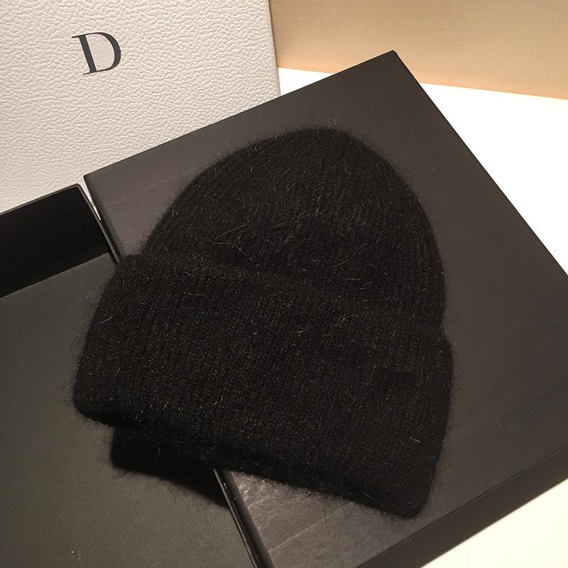 Japanese High-End Women's Rabbit Fur Knitted Beanie - Trendy Autumn/Winter Warm Hat
