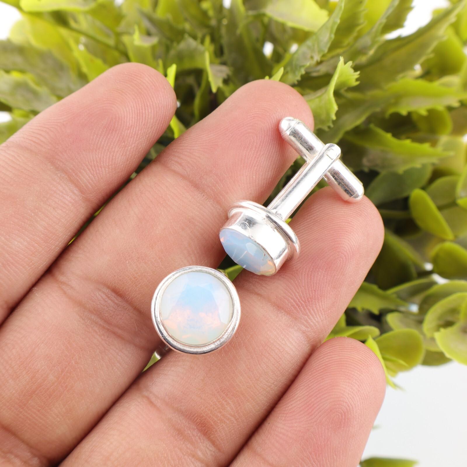 

Молочный опал драгоценный камень 925 проба серебро ручная работа запонки 0,50 подарок для брата CL-4-20