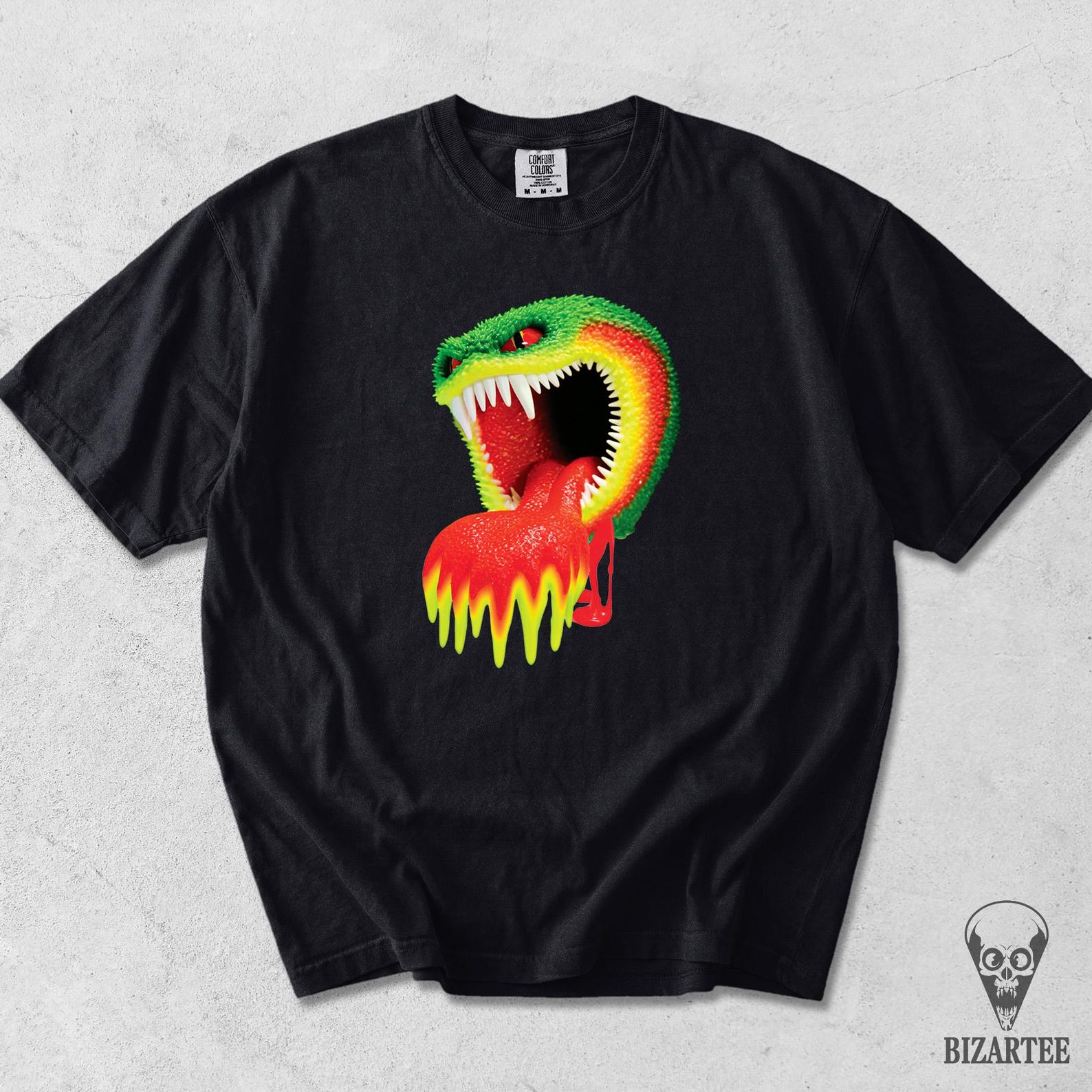 Psychedelic Y2K Neon Snake Tshirt, Weirdcore Reptile Shirt XL