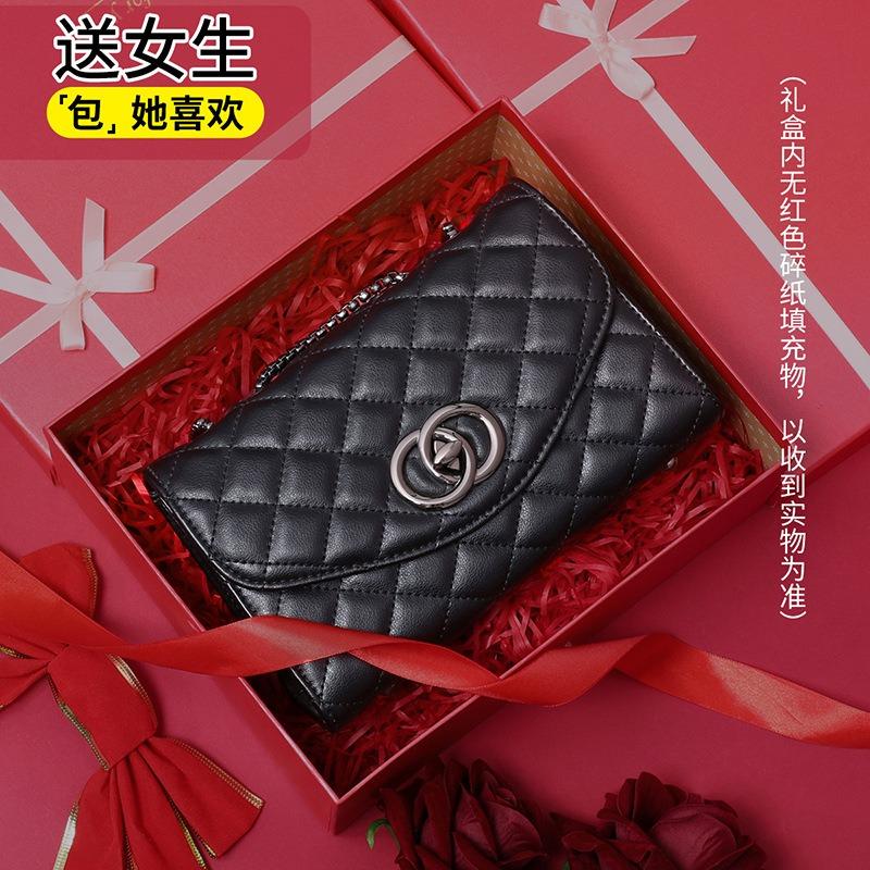 Tas Nieuwe Lederen Ruit Kettingtas Premium Schoudertas Crossbody Tas Bagage