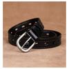 Womens Genuine Leather Belt With Hollow Design Pin Buckle Slim Width Jeans Dress Pants Black Coffee White