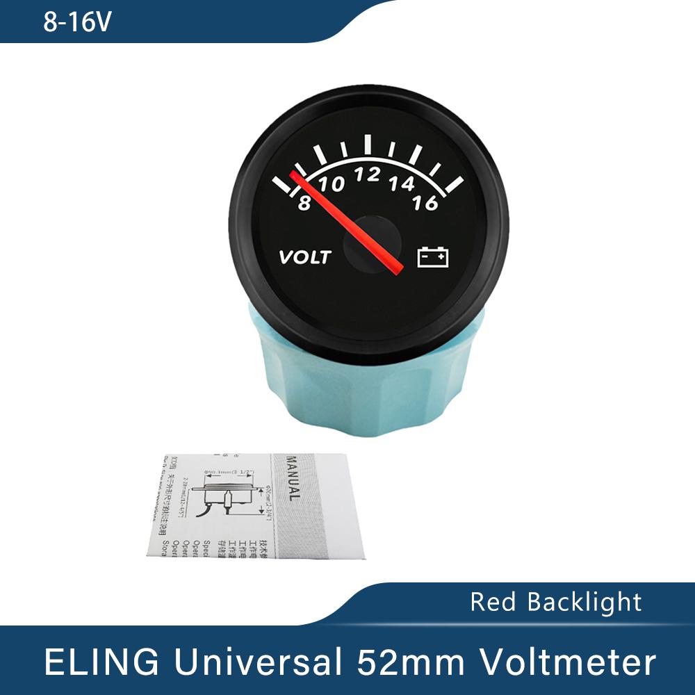 Waterproof 52mm Voltmeter Volt Gauge Meter 8-16V 16-32V 8-32V with Red Backlight for Motorcycle Car Yacht Boat Universal