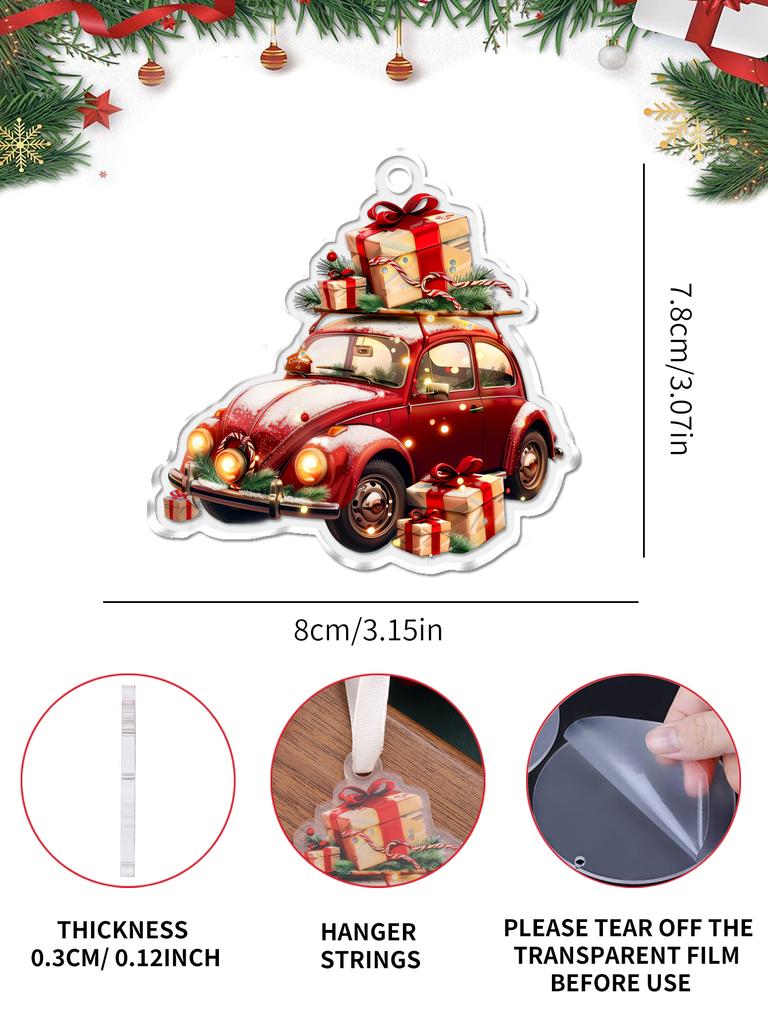 Navidad 2026 New Year Gifts - Christmas Theme Acrylic Hanging Ornaments Art Pendant for Car Home Party Wall Decoration 1PCS