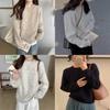 Fauler Strickpullover für Damen mit einfarbigem Design für die Herbstkälte