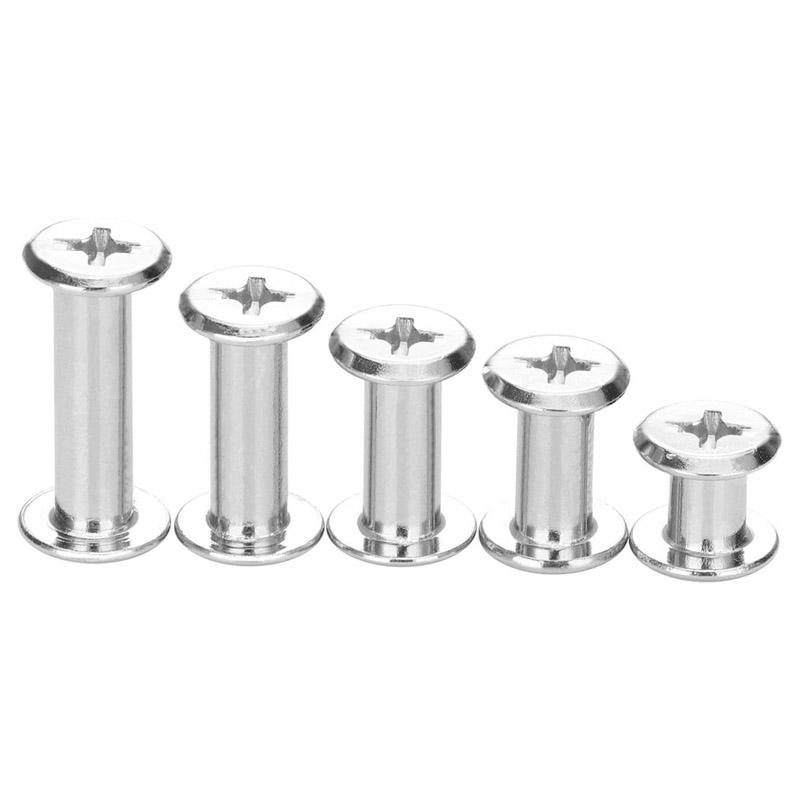 80Pcs M5 6/10/12/15/18mm Leather Studs Snap Rivets Bolts and Nuts Books Butt Screw Photo Album Binding Screw Fasteners Kit