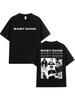 Unisex Schwarz Grafik T-Shirt Bequem Rundhals Lässiger Street Style Mode Oberteil Reine Baumwolle Lockere Passform Lässig Ganzjahreshemd