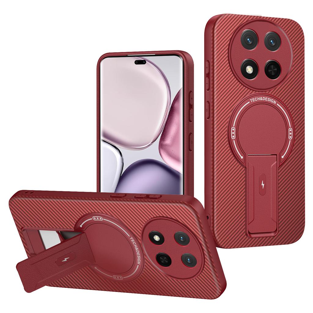 Phone Case For Honor X9c 5G/X60 Pro 5G/Magic7 Lite 5G Carbon Fiber Texture PC+TPU Cover with Kickstand