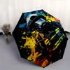 Firefighter, Heroic Automatic folding umbrella  simple eight rib design, bright color pattern, durable iron frame, ideal for travel and outd