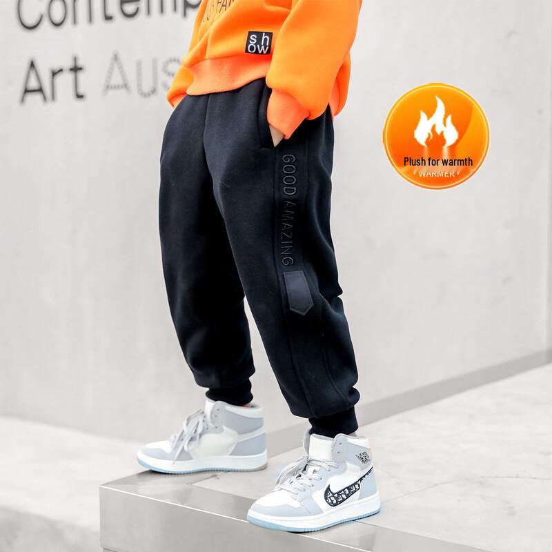 Мальчиковые утепленные спортивные штаны-джоггеры с вышивкой 160