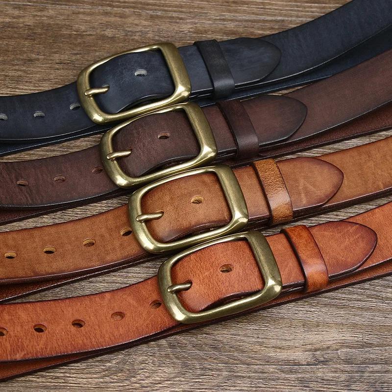Top Cow Genuine Leather Belts for Men Luxury Designer High Quality Fashion Style Vintage Brown Cowboy Male Belt Jeans Cintos
