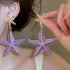 Bohemia Style Starfish Metal Stud Earrings Ear Pendant Iron Material Starfish Dangle Earrings Star Ocean Theme