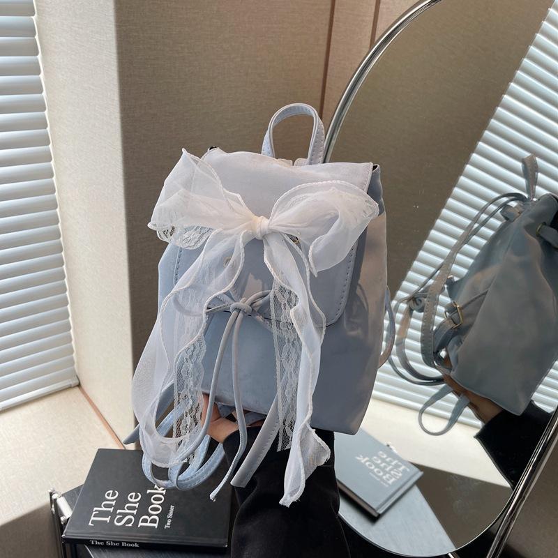 Ballet style bow backpack bag women 2025 new trendy Korean backpack cute portable shoulder bag schoolbag