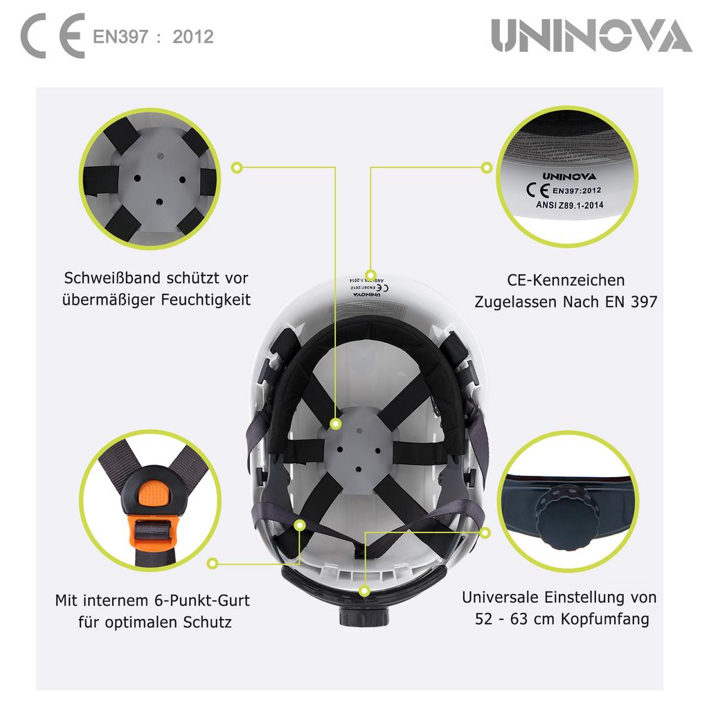 Hard Hat ANSI Type I Class C Safety Helmet Construction Safety Hat Vented Work Helmet for Tree Work Climbing Head Protection