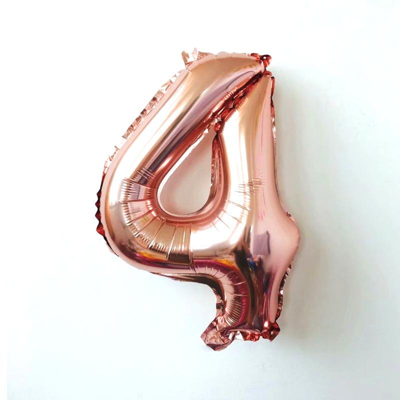 32-Inch Rose Gold Digital Balloon, Medium Aluminum Film Alphanumeric 0-9 Inflatable Decorative 2023 New Year'S Balloon