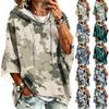 Damen lässiger Kapuzenpullover mit Camouflage-Print und Dreiviertelärm