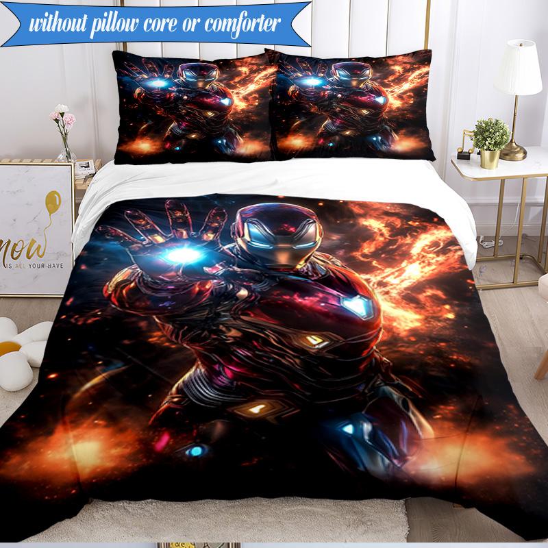3PCS Iron In Action Bedding Set,Including 1pc Duvet Cover And 2pcs Pillowcases Perfect for Bedroom, Dormitory, Fan Christmas gift