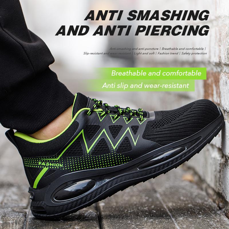 Arbeitssicherheitsschuhe für Herren, atmungsaktive Arbeits-Sneaker, Stahlkappen-Schuhe, durchtrittsichere Sicherheitsschuhe, unzerstörbare Schuhe