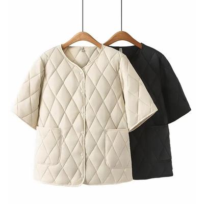 Women's Winter Oversized Warm Vest Solid Color Minimalist Short-Sleeve Lightweight Jacket