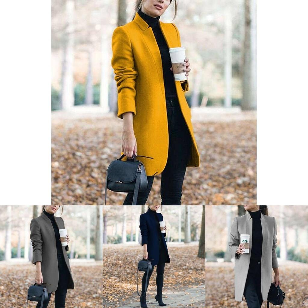 Overcoat Fashion Womens Trench Coat Ladies Solid Color Winter Warm Long Jacket