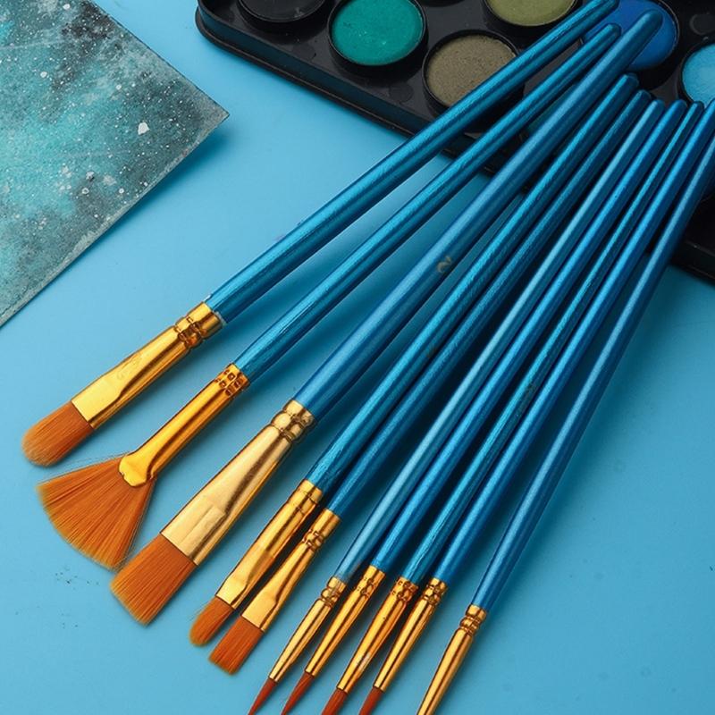 10 Pcs Painting Brushes With Comfortable Grip Drawing Supplies For Artists And Students