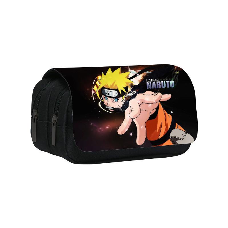 Naruto Shinobi Printed Twin Compartment Pen Pouch With Waterresistant Nylon For Students