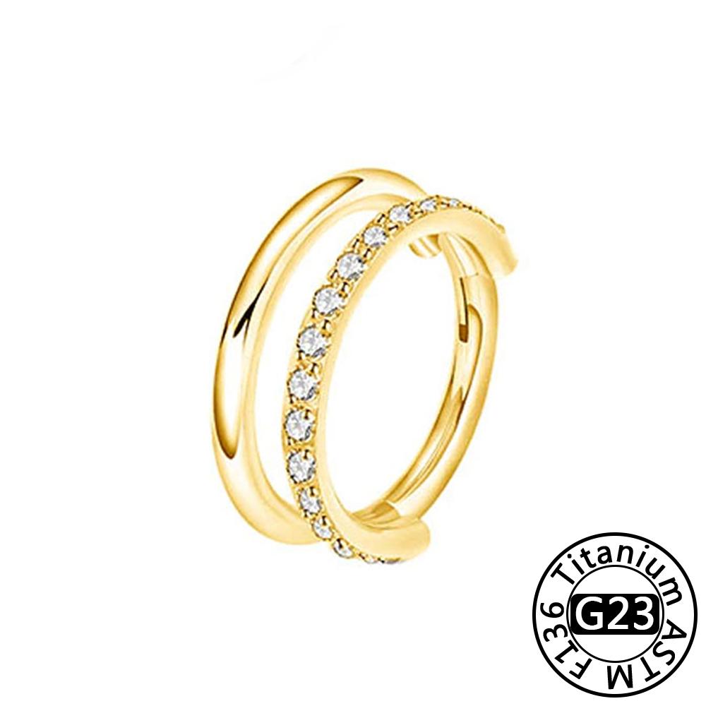 Anillo de Nariz Clicker de Titanio G23 Cartílago de Oreja Tragus Helix Daith Pendientes Redondos Aro CZ 16G Segmento con Bisagra Joyería para Piercing Corporal